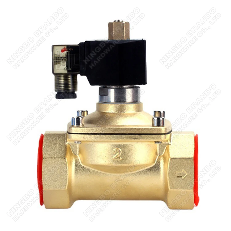 2' 2/2 Way Normally Open Brass Electromagnetic Valve Solenoid Valve For Water Air Gas Liquid 220VAC 110VAC 24VAC 24VDC 12VDC