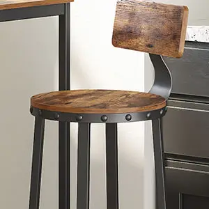 Vintage brown rustic high back bar stool chair wooden high bar chair for bar table restaurant chair