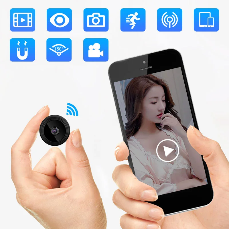 Mini Camera WiFi Small Wireless Hidden Video Camera Full 1080P Audio Night Version Motion Sensor Support SD Card for IOS