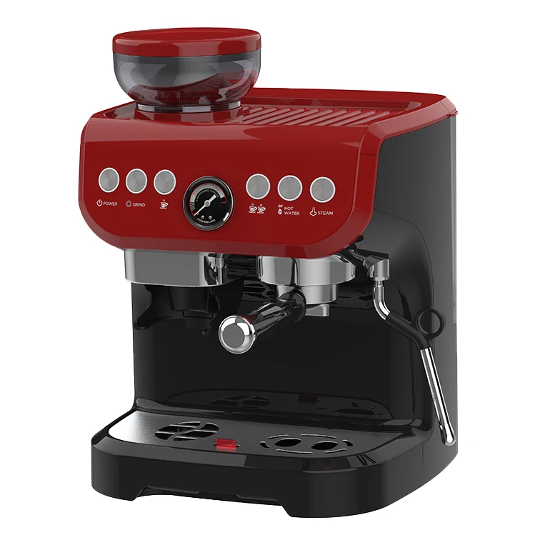 Catering Equipment Coffee Machine 4 in One Espresso Coffee Machine with Milk Frother and Pressure Meter