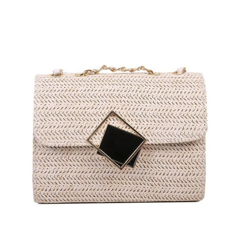 China Wholesale Handbags Knit Straw Square Ladies Crochet Rattan Handbag Wallets Crossbody Bags