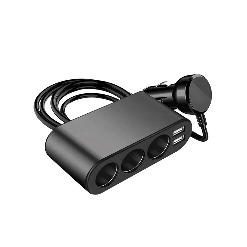 
3 Way Auto Sockets Metal 5V 3.1A 2 Ports USB Car Charger Cigarette Lighter Socket Splitter 