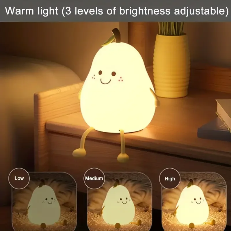 Pear shaped silicone pat lamp for girls as a gift bedroom companion sleep light cute eye protection ambient light