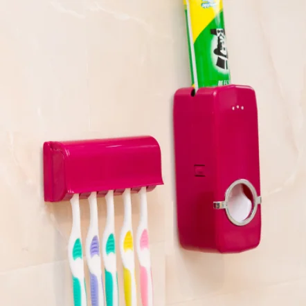 Wholesale Wall Mount  Hands Free Squeezer Automatic Toothpaste Dispenser toothbrush holder set for Bathroom