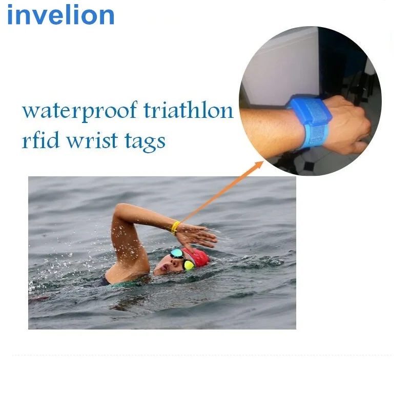 long range 1-6m EPC Gen2 waterproof uhf rfid wristband tag for marathon swimming triathlon chip timing system