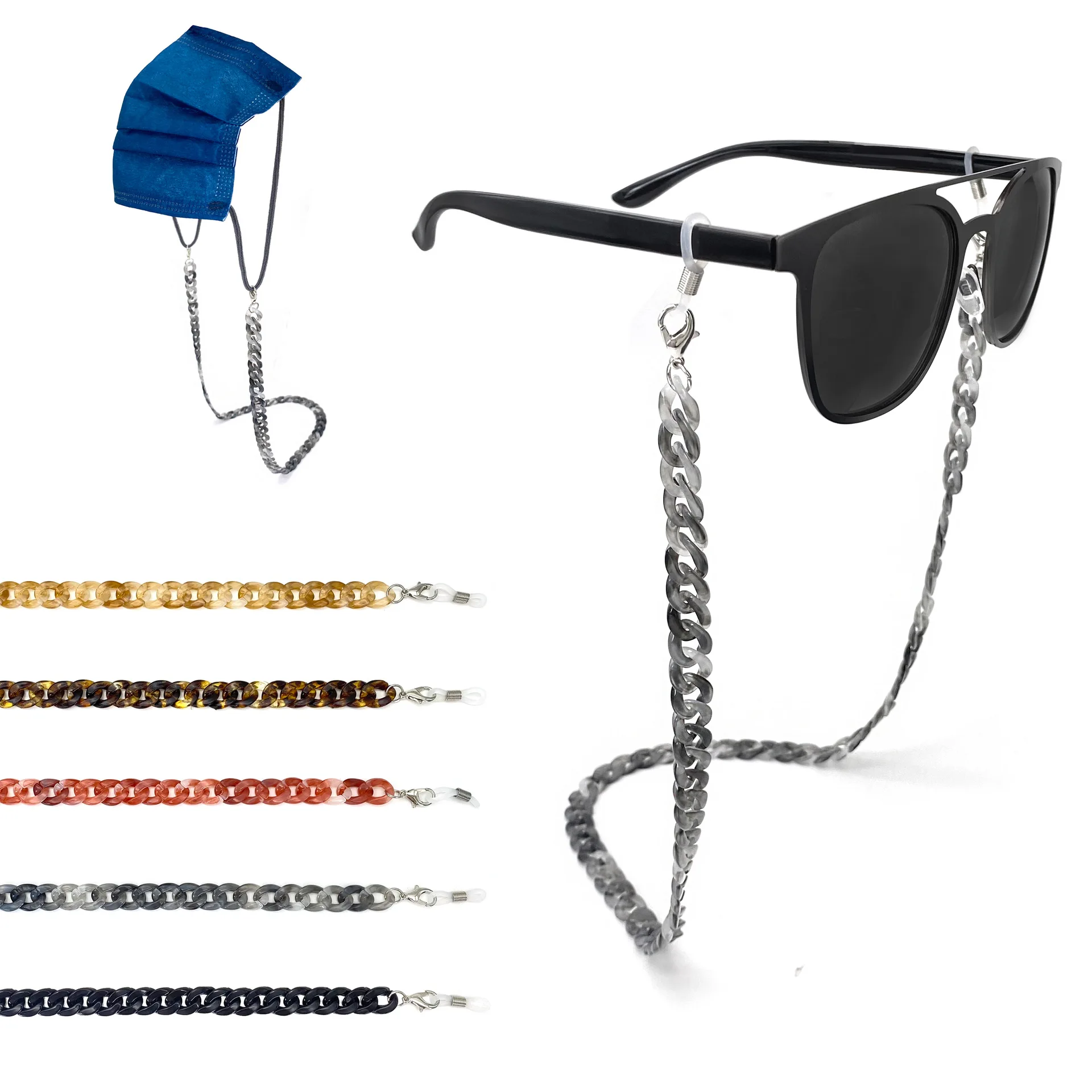 Retro 10mm fine acrylic acetic acid board sunglasses chain glasses chain glasses rope