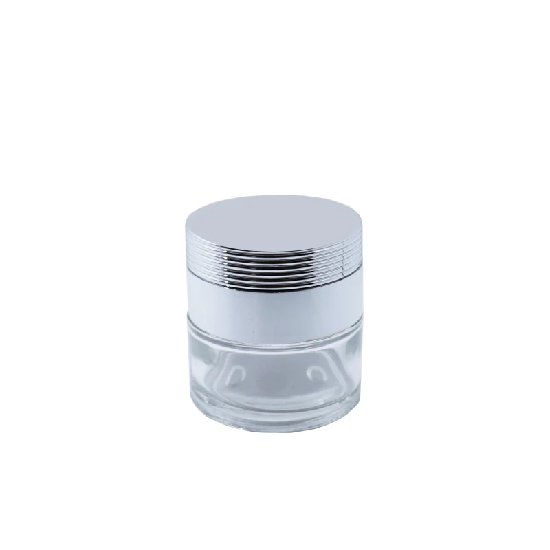 empty clear 30g 50g cosmetic container 100g glass skin care cream jar with aluminum lid