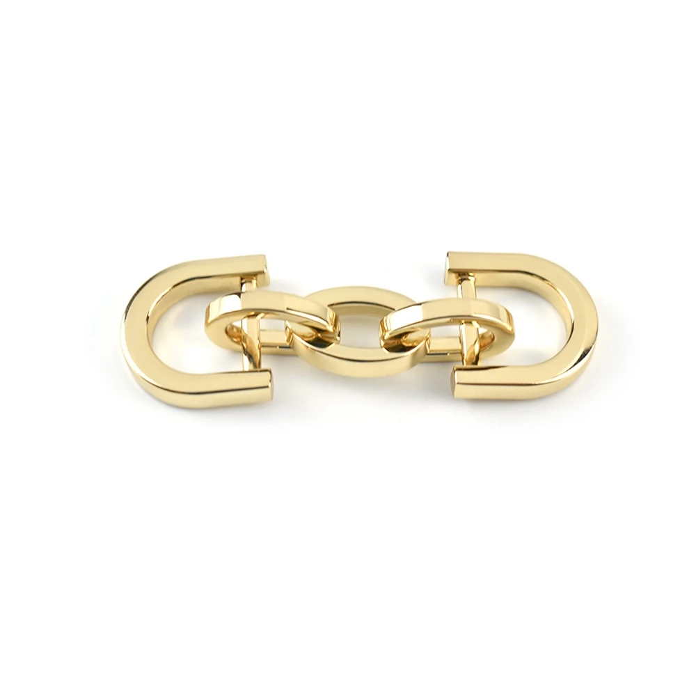 High Quality 14mm Gold Luxury Smooth Surface Shoe Buckle with D Ring