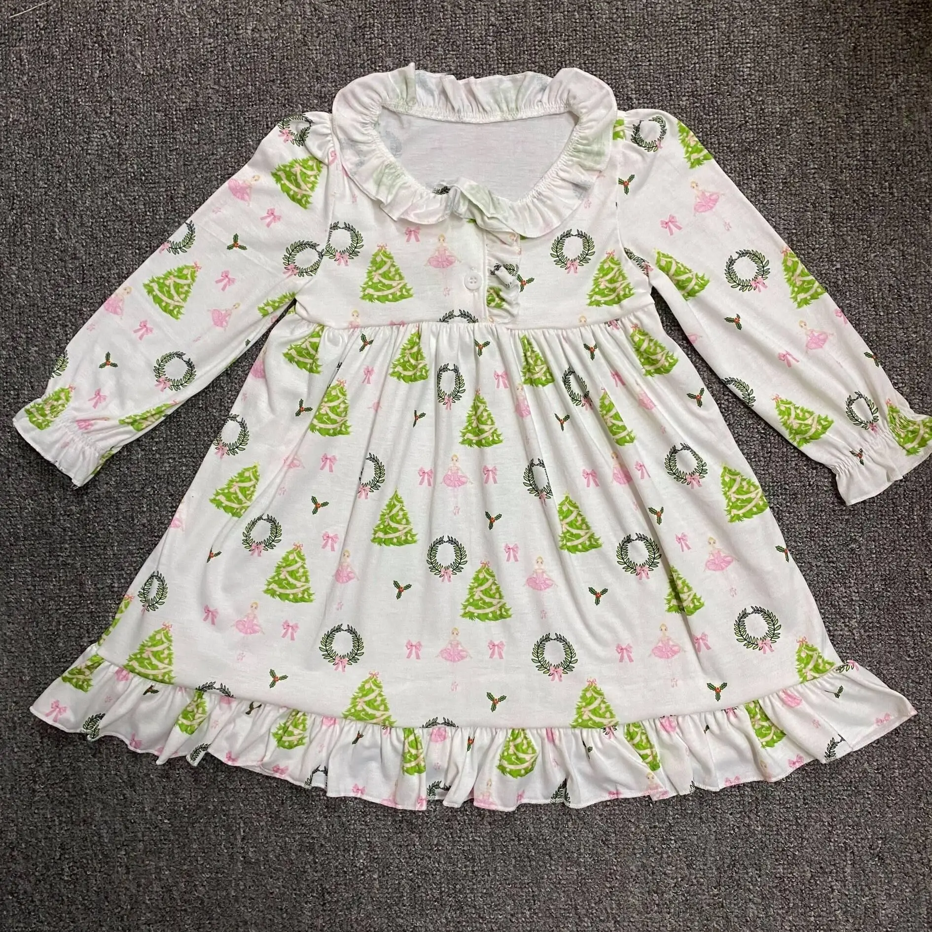 Children Custom Print Smocked Dresses Wholesale Baby Girl Boutique Dress For Autumn