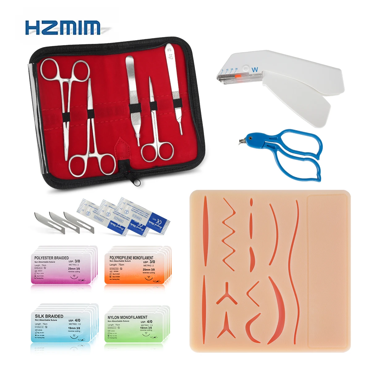 Large Silicone Suture Pad Instruments Stapler Remover Kit for Medical Science Residents PA NP Students Clinicians Training