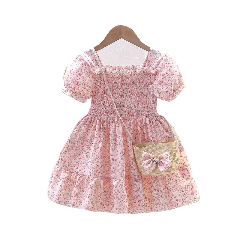 Fashion Spring Autumn 2-6 Years Old Girls Dress Cute Bubble-Sleeved Skirts Colorful Teenage Girls Clothing Wholesale