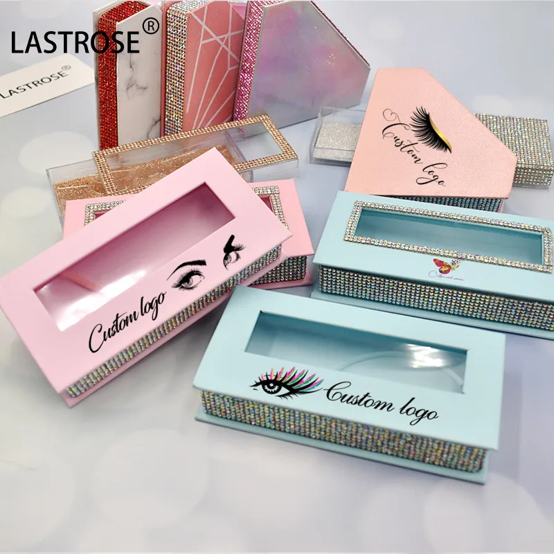 Private Label Eyelash Holder case Wholesale Empty Rhinestone Eyelash Box Lash Lashes Boxes
