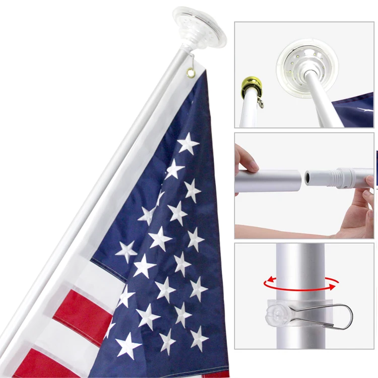 UFO Led Solar Powered Flagpole Light For 6Ft House Aluminium National Flag Pole Top Downlight With Auto On/Off Night Light