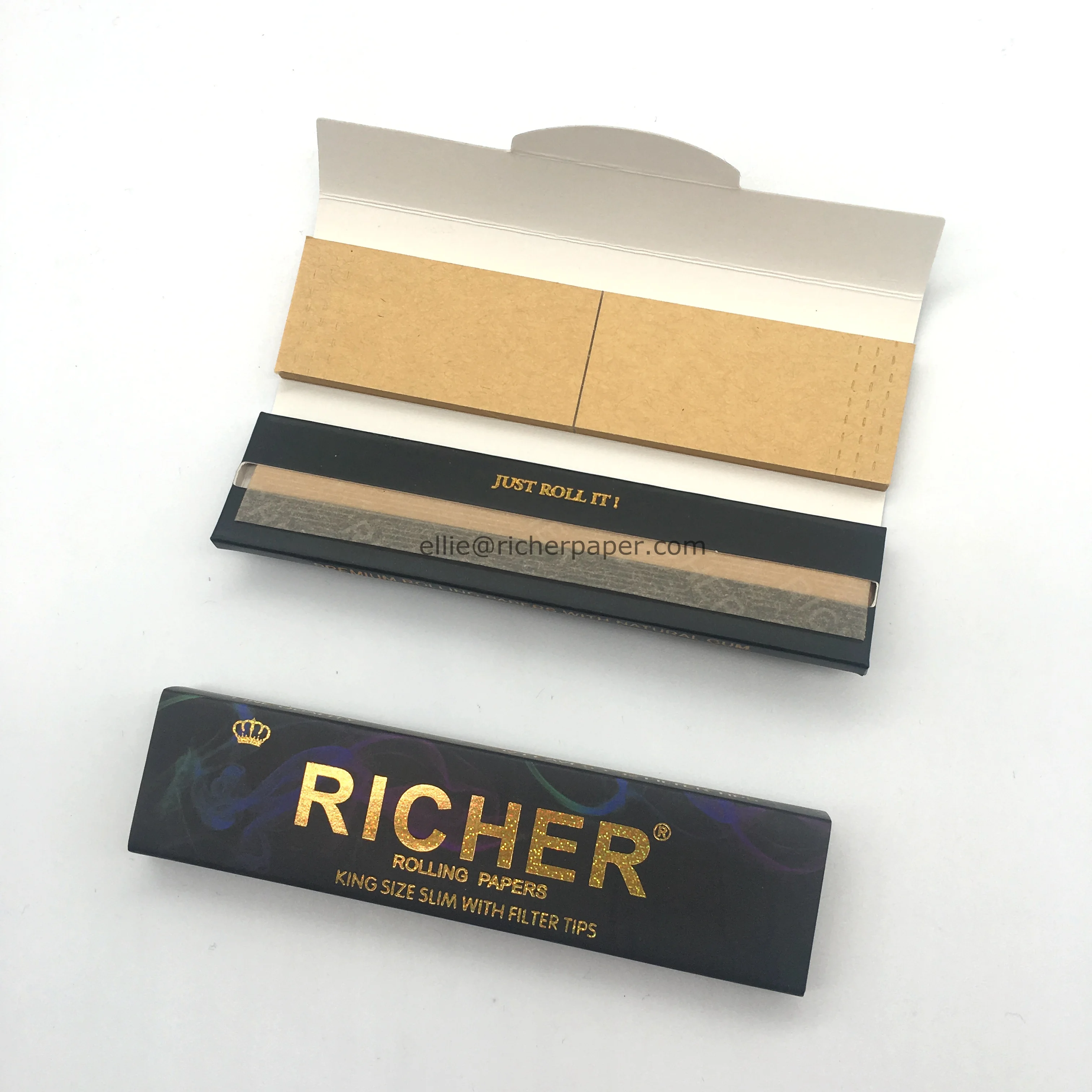 customized design unbleached/brown smoking Rolling Paper with tips