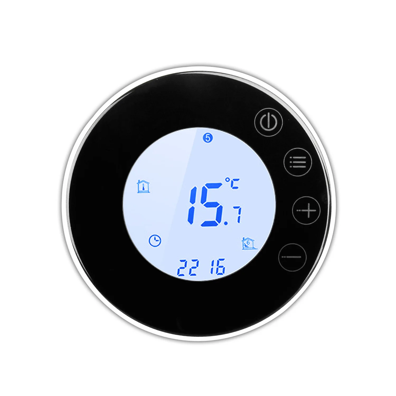 Tuya APP WIFI round touch screen white electric floor heating thermostat 16A smart thermostat