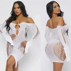 Sexy Bodystocking Transparent Mini Dress Knitting Bodystocking Sexy Lingerie Bodycon Dress Fishnet Dress qq640