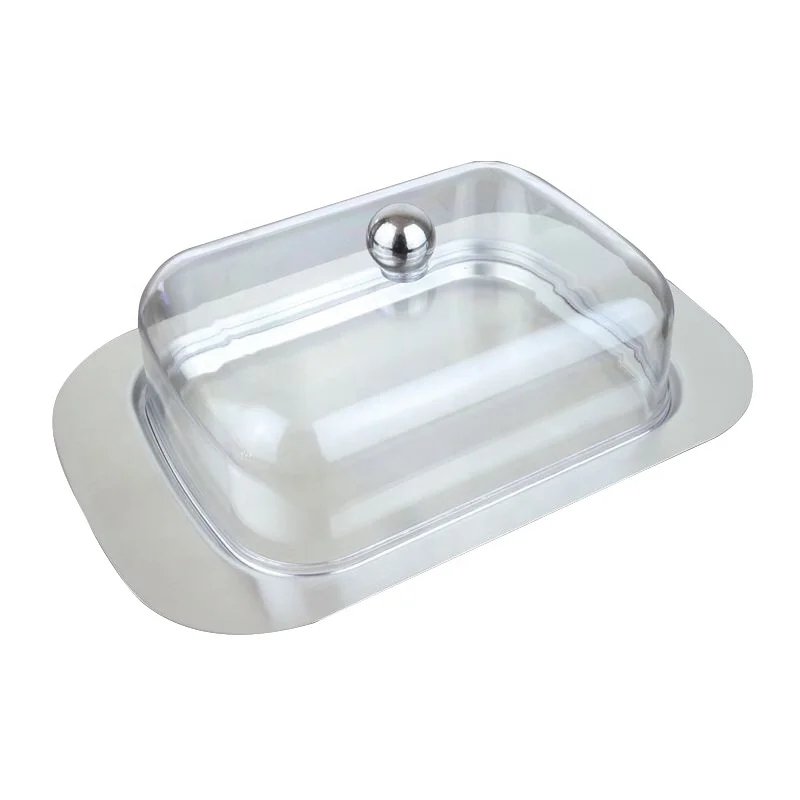 EVERGREEN Stainle Steel Butter Dish with plastic Lid - Butter Stick Container with lid- Cheese Dish