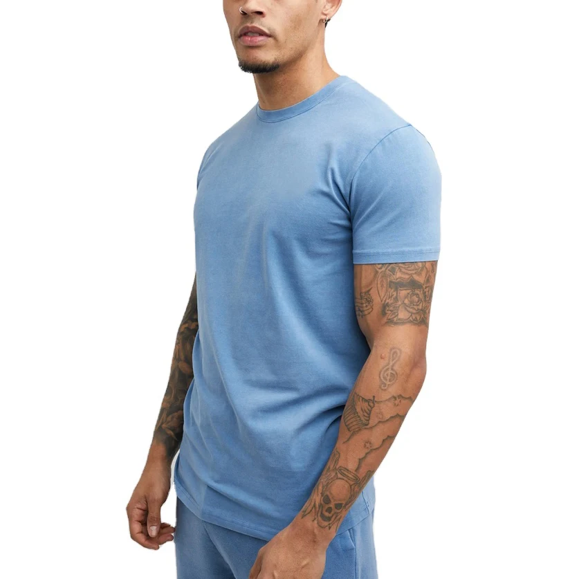 OEM hot sale  Mens  custom printing Muscle Blank  gym Tshirt Curved Hem Slim Fit Tshirt for men