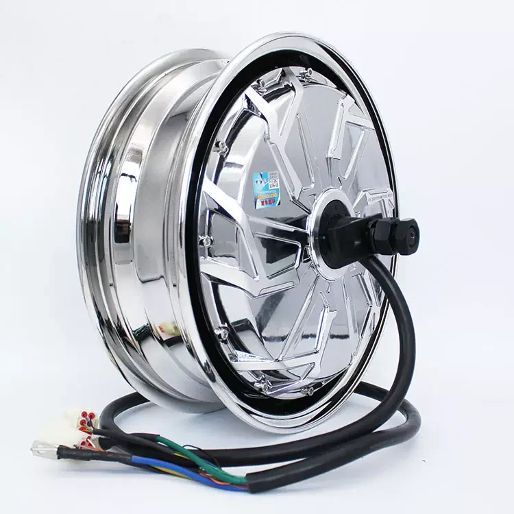 Brushless DC motor Qsmotor 12 inch 2000W electric motorcycle scooter  reinforced double Hall silver plated