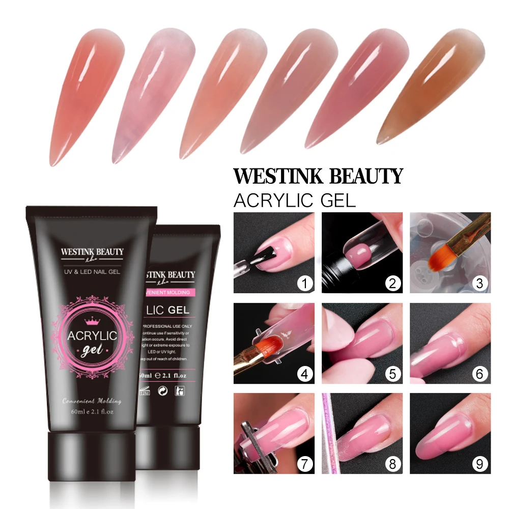 Westink Hot Selling Hard Build 60ml Packing GEL Wholesale Poly Nail Extension Soak Off Quick Acrylic Gel Nai Polish Polygeling