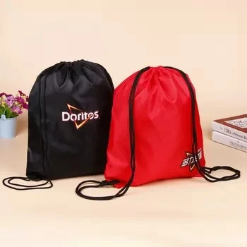 B1620 High Quality Cheap 190T 210D Reusable Cheap Custom Logo Sports Design Packaging Nylon Polyester Drawstring Bags
