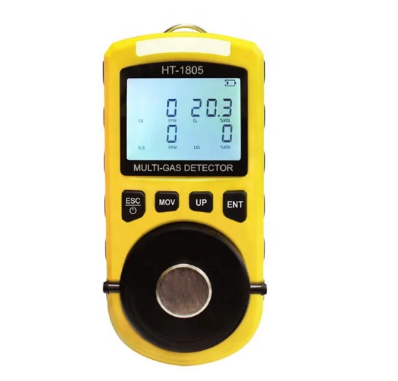 Hti brand HT-1805 multi-functional H2s/CO/O2/combustible handheld digitalize color display gas four in one gas detector for sale