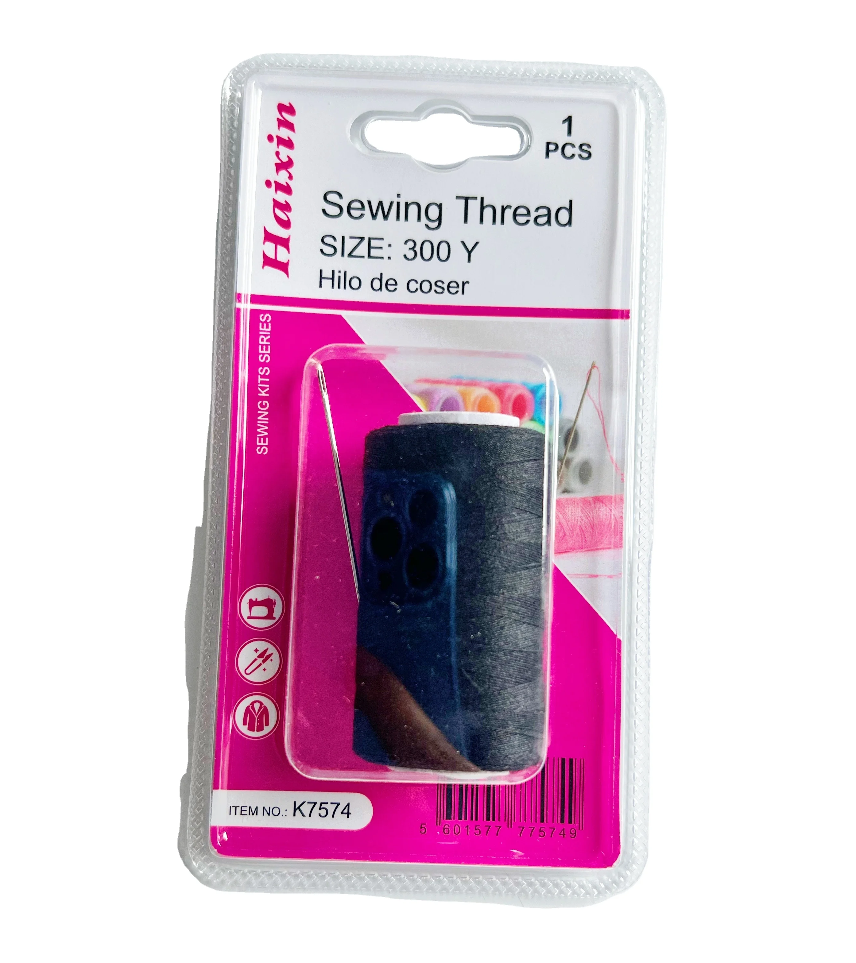Household 300 yards small cone set spun 40/2 polyester sewing thread with blister card package