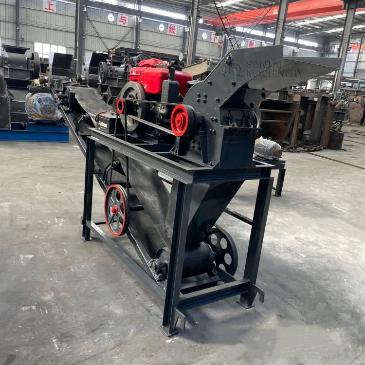 High Efficiency Gold Ore Hammer Mill Concrete Construction Waste Hammer Crusher With Conveyor Belt