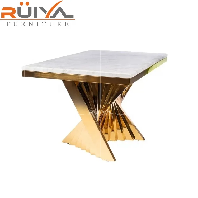 American design popular dining room furniture gold frame marble top dining table luxury