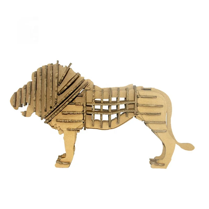 Custom Plain Brown Strong Recycled Corrugated Cardboard 3D Puzzle Animal