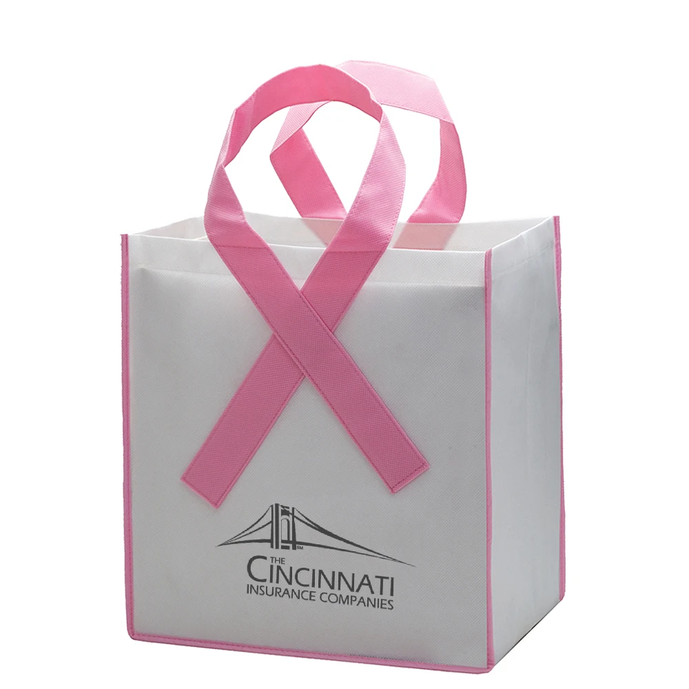 Branded Fight Against Breast Cancer Go Pink Recycled Non-woven Grocery Shopping Bag