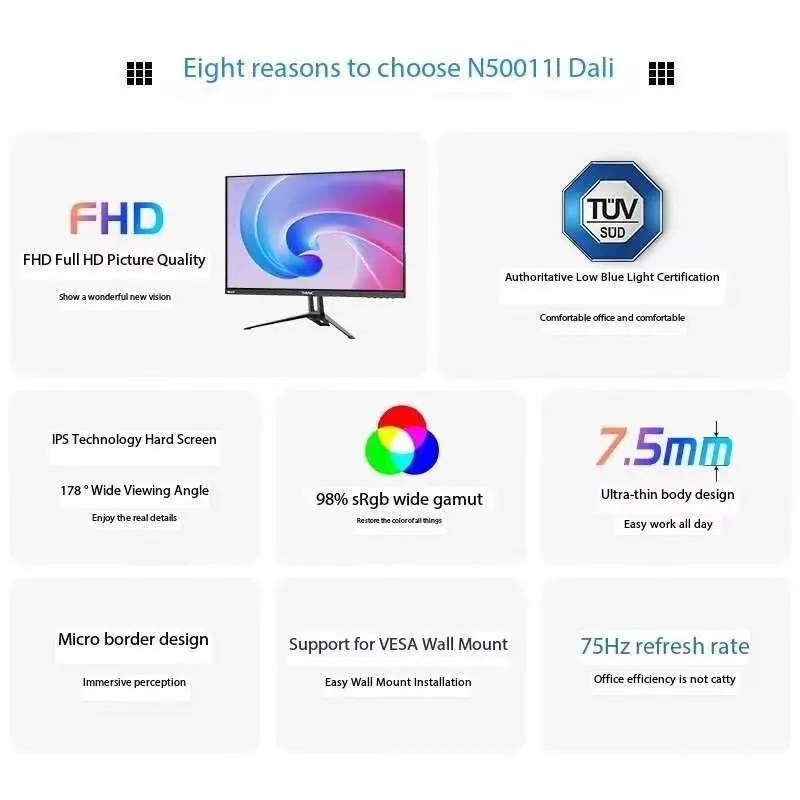 SANC24 inch computer monitor IPS screen 75Hz display low blue light narrow border LED LCD screen N500 third-generation