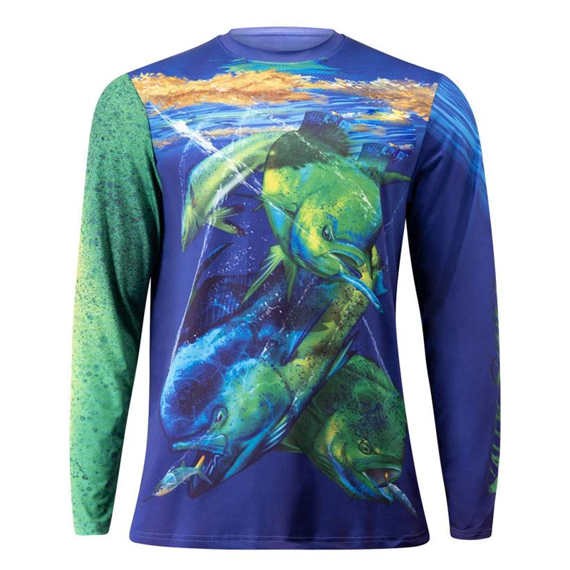 Factory T Shirts Custom Printing Recycled UV 50 Long Sleeve Shirt Performance Fishing Man Clothes Sublimation Upf Fishing Shirts