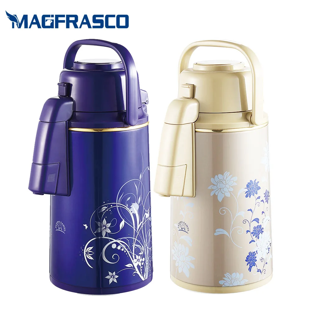 3L Home Glass Liner Refill Inside Blue Decoration Metal Pump Water Coffee Thermos AirPot Vacuum Flask