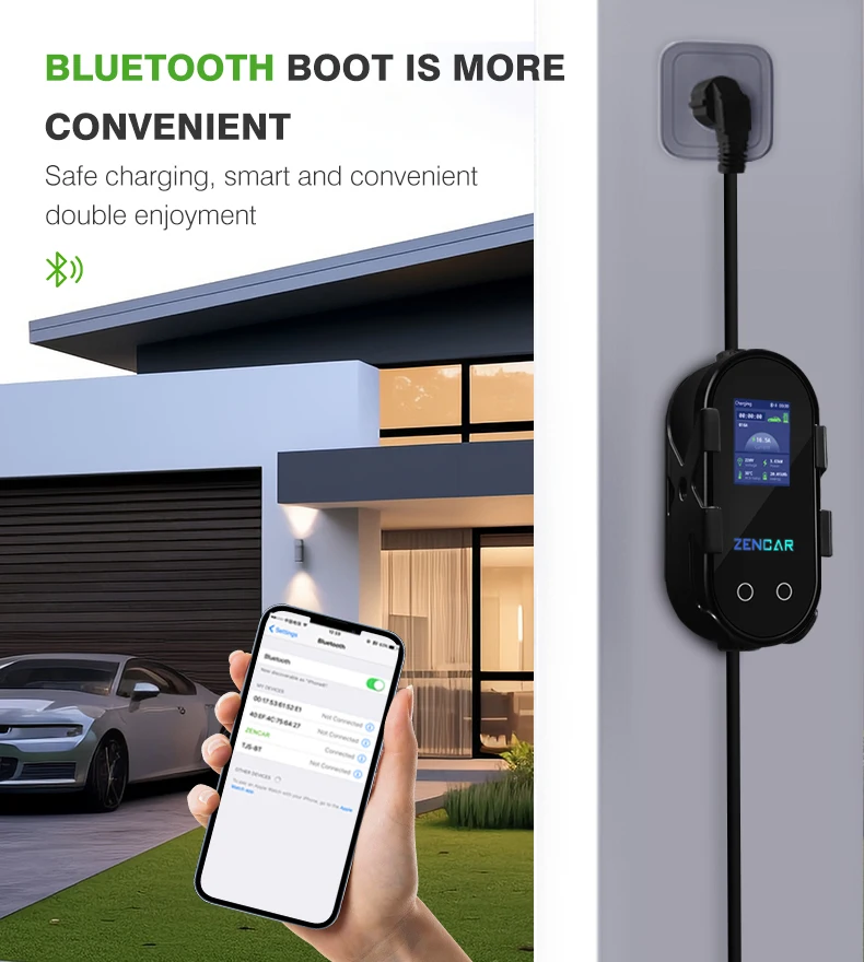 PORTABLE EV CHARGER 32Amp 7KW 5 CURRENT SWITCHING electric car charger for GB/T 2034 electric vehicle