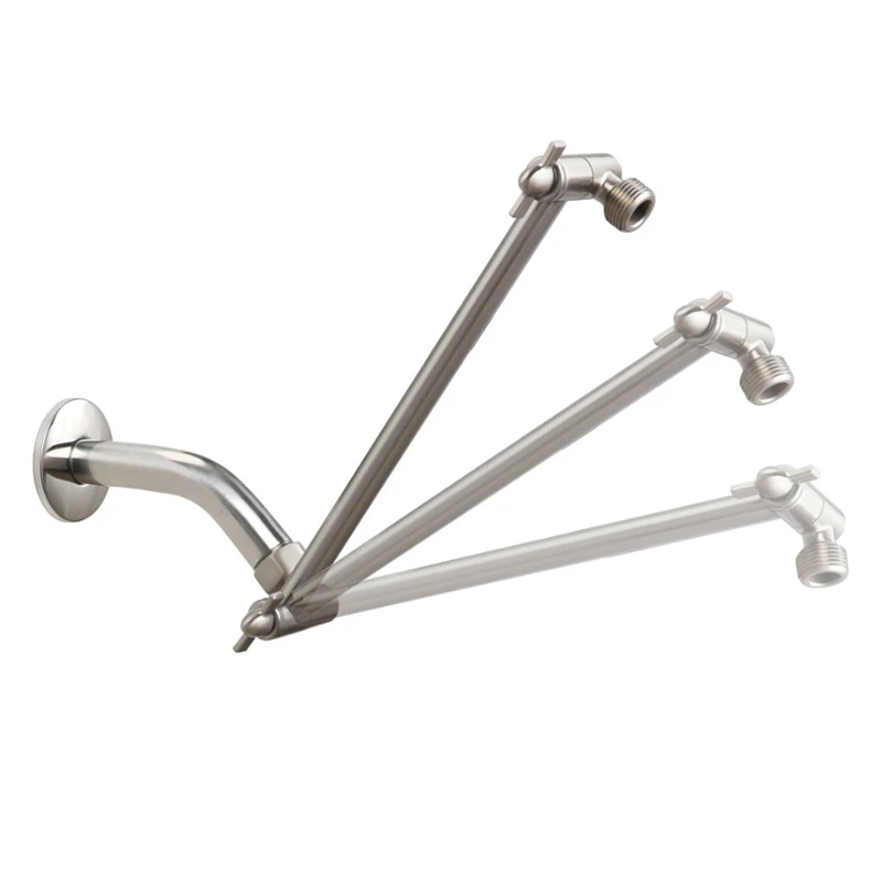 SANIPRO Bathroom Top Spray Connection Adjustable Bend Sprinkler Arm Extended Rod Support Shower Arm Extension with Lock Joints