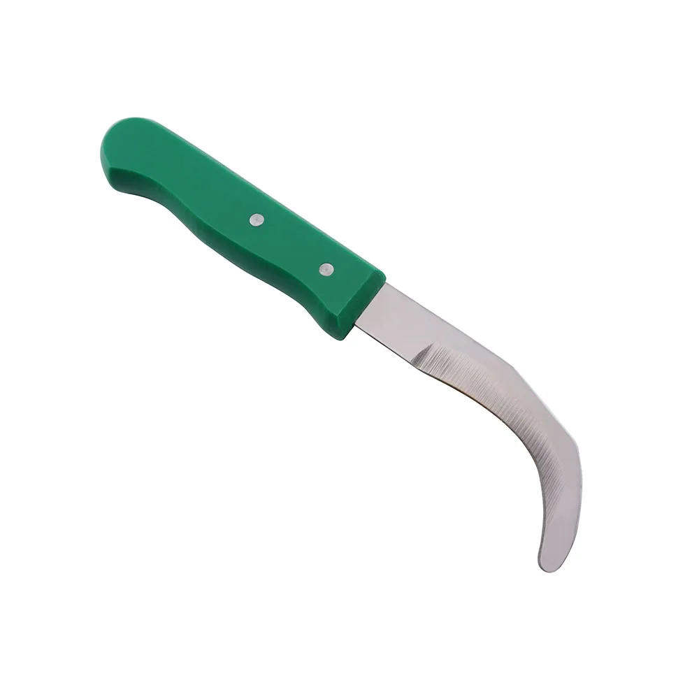 Green PP Handle Banana Knife Stainless Steel Curved Blade