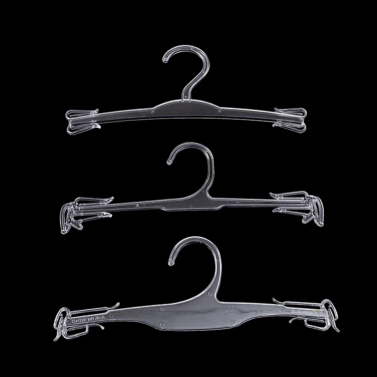 
Custom Logo Plastic Underwear Hanger Bra And Panties Set Plastic Clear Hangers Disposable Acrilyc Crystal Hanger For Retail Use 