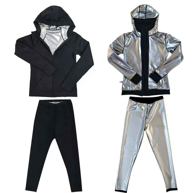 Women Sauna Suit With hoodies Body Weight Loss Gym Sweat Thermal Clothes Workout Sauna Jacket Pants
