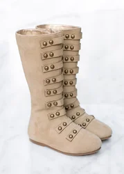 Fashion Straps Antique Brass Toddler Kids Tan Suede Military Boots Extra Tall Satin Lined Fall Girls Boots