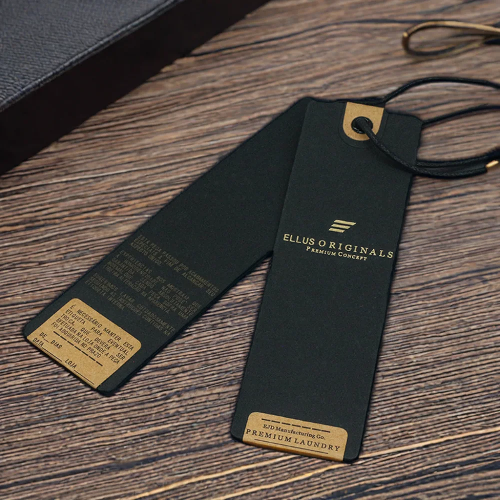 Custom Reusable Eco-friendly Paper Hang Tags Personalized Garment & Shoe Tags with String Printed Logo for Bags & Clothing