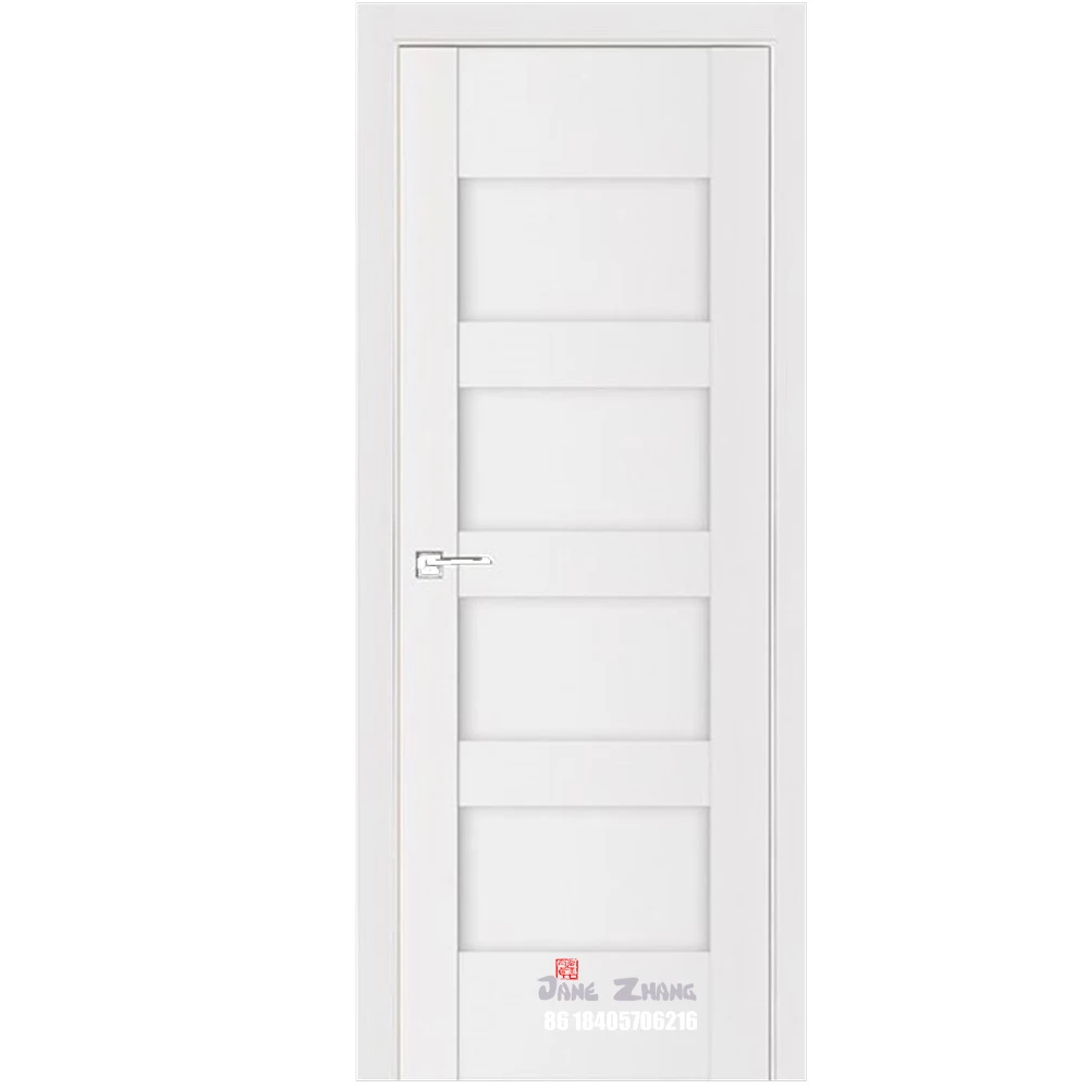 Luxury Interior Wooden Door Design White Color Solid Wood Three Panel Doors room door