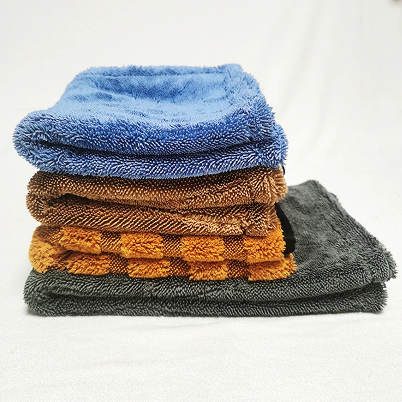 50*80 cm microfiber twisted drying towel double side 1400 gsm car washing towel