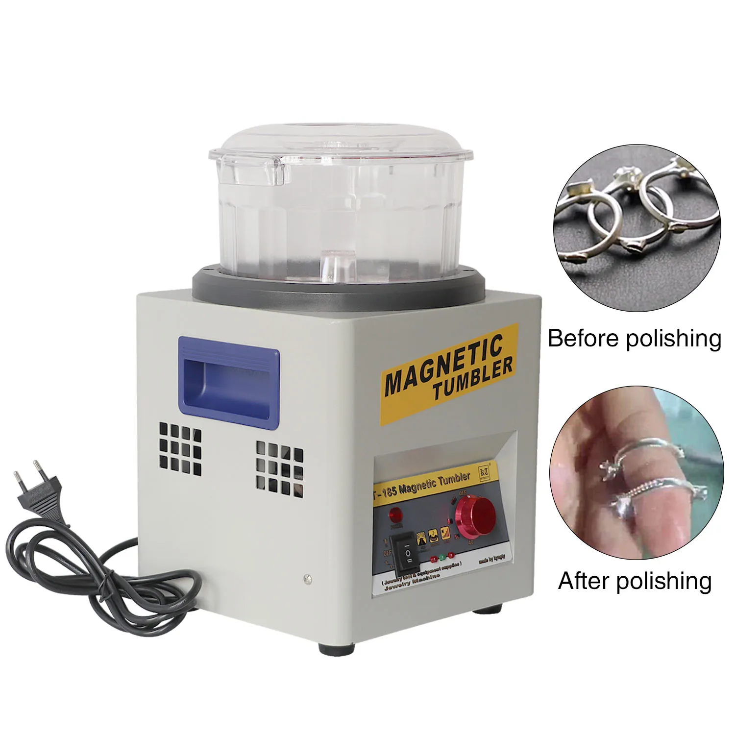 KT185 2000rpm Finisher 7.3 Inch Jewelry Magnetic Polisher Polish Tool Tumbler Polishing Machine for Jewellery Gold Silver