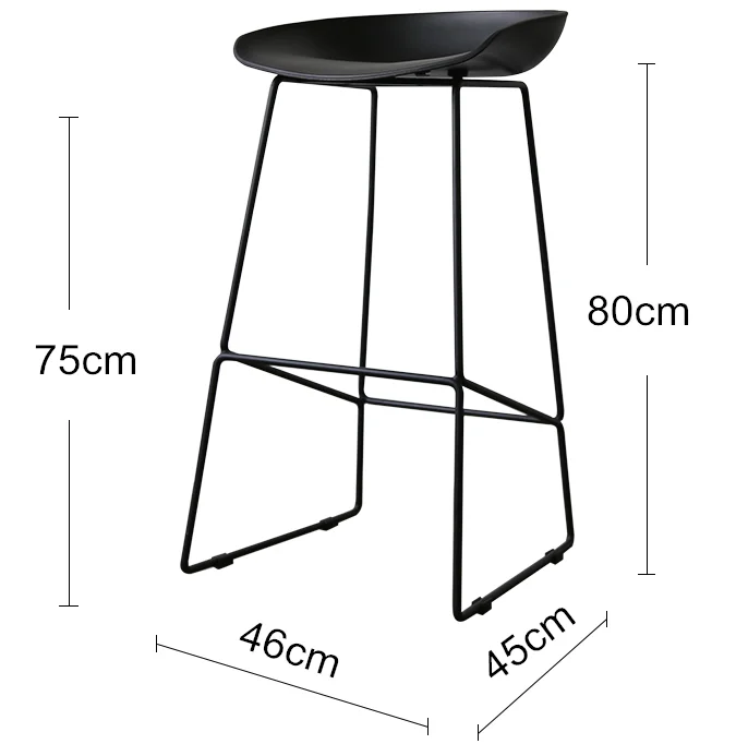 Modern stackable metal legs longe table kitchen hotel PP plastic high bar stool