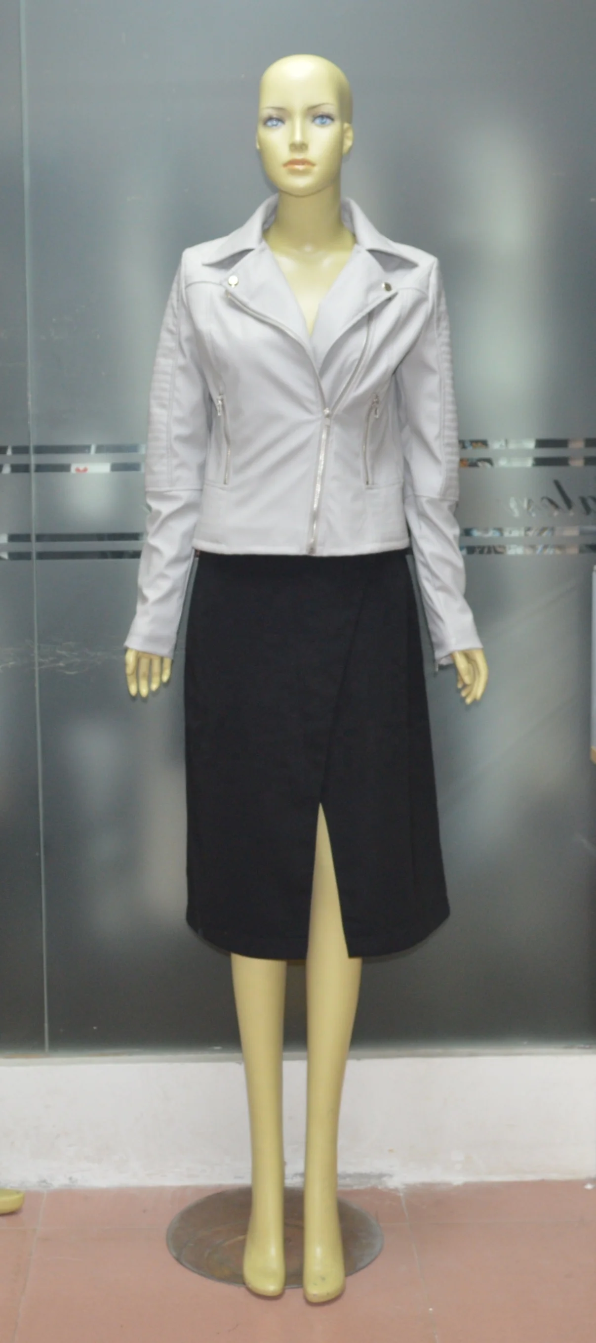 Women Smooth Motorcycle Faux Leather Jackets Ladies Long Sleeve Biker Streetwear Black Pink Coat