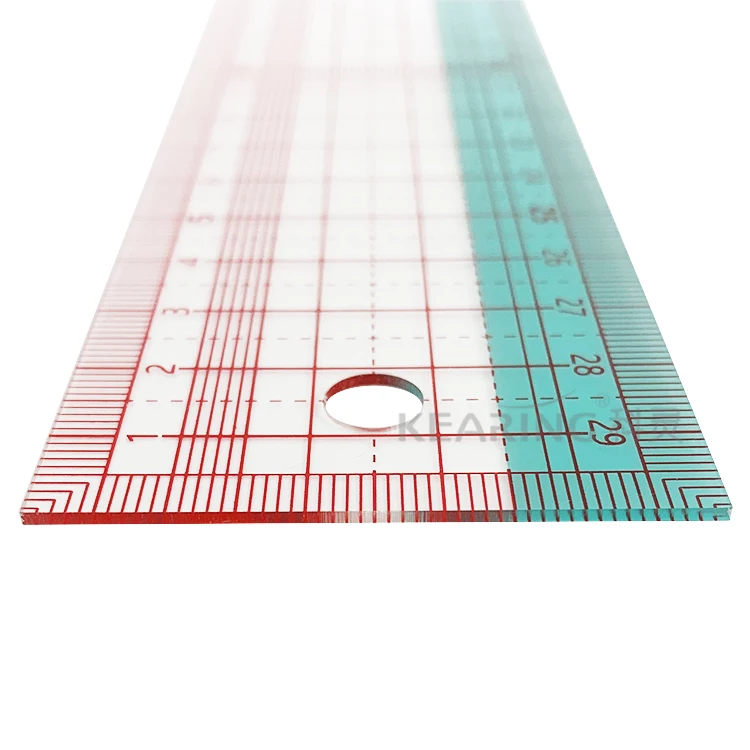 Kearing Colorful Transparent Flexible Plastic Pattern Grading Ruler for Sewing 30cm Metric Pocket Size Lightweight Durable#8030B