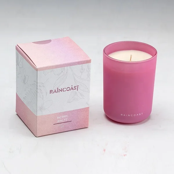 RAINCOAST Low MOQ Tinted Glass Candle ODM 240G Private Label Scented Candle Frosted Jar Wholesale