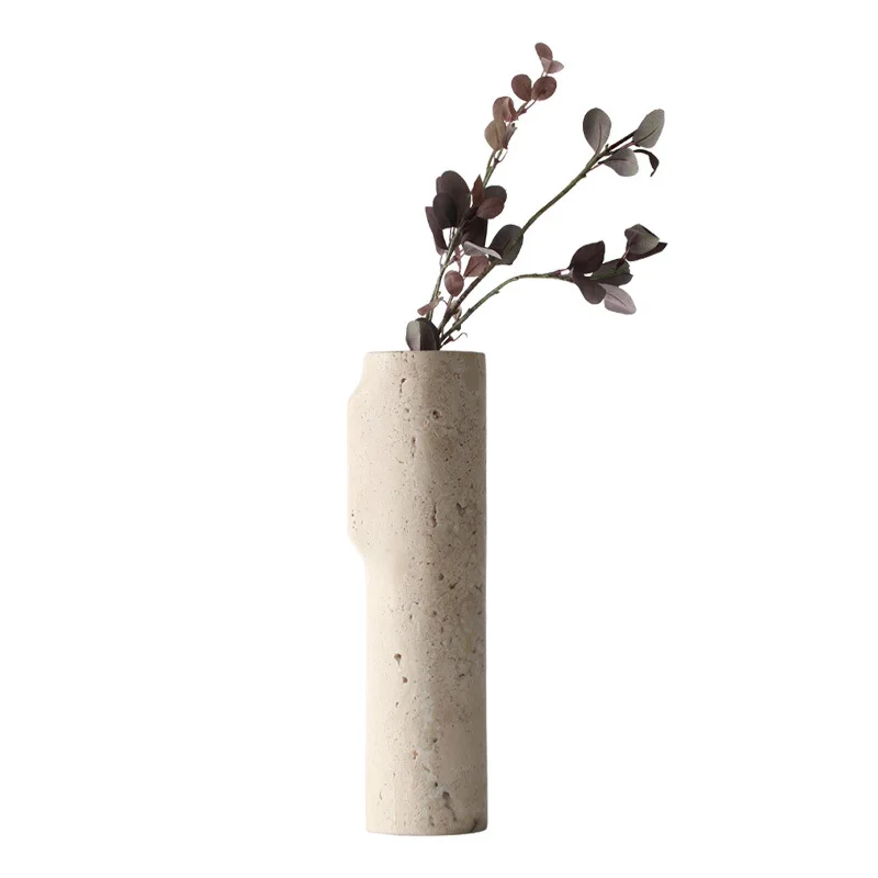 Modern light luxury high-end marble vase ornaments flower decorations Home Decor Stone Vase