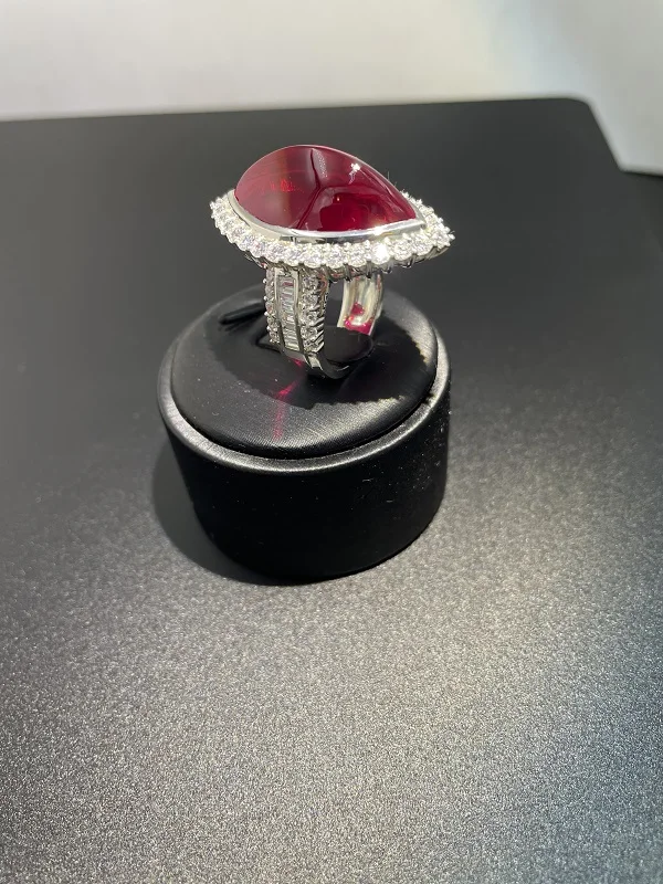 2021 new jewelry supports drop shipping Support traceability 925 Silver Horse Eye Ruby Ring